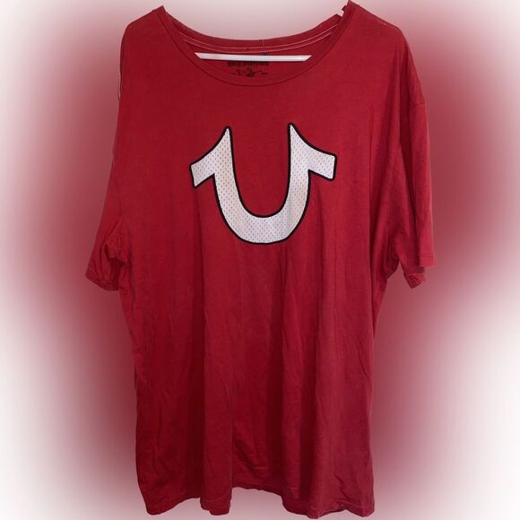 True Religion World Tour Mesh U Short Sleeve Tee Shirt Men’s 3XL Red Crew Neck - Picture 1 of 3